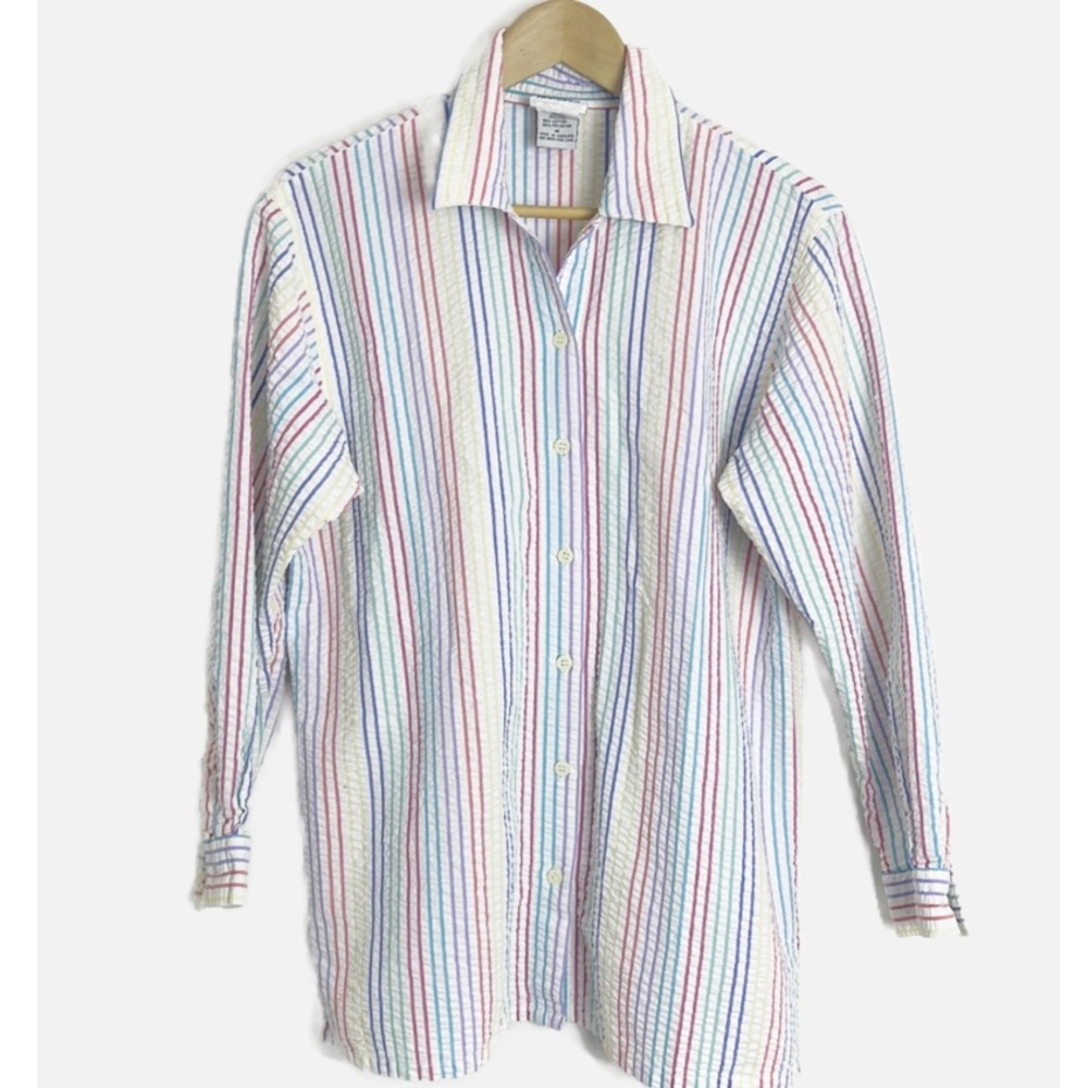 Vintage Koret Francisca seersucker button down shirt M